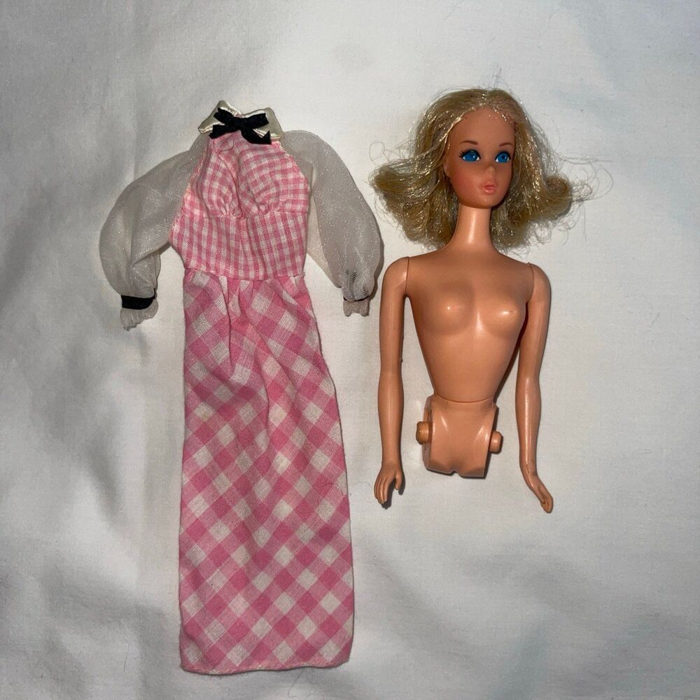 VTG Quick Curl Barbie Head Torso & Dress ***Really Good Hair!!!***